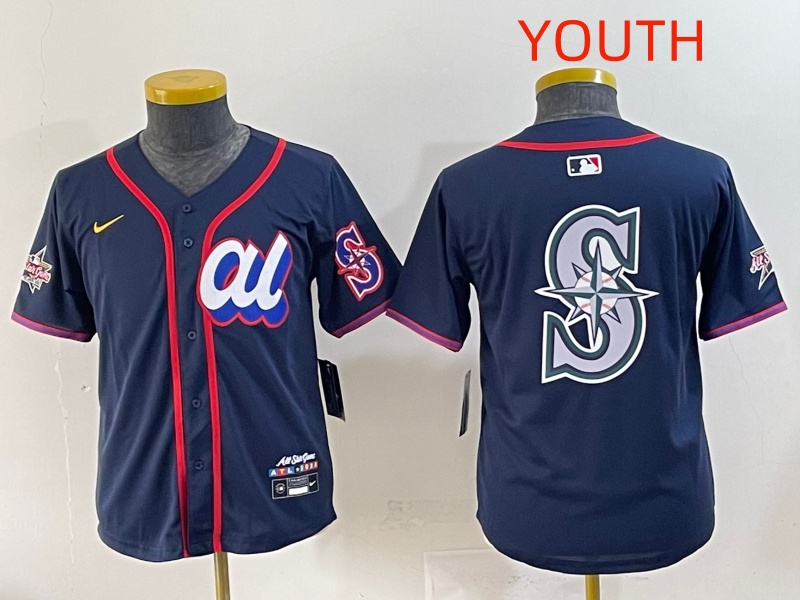 Youth  2025 Seattle Mariners Blank Drak Blue All star Blank Blue Nike MLB Jersey style 5